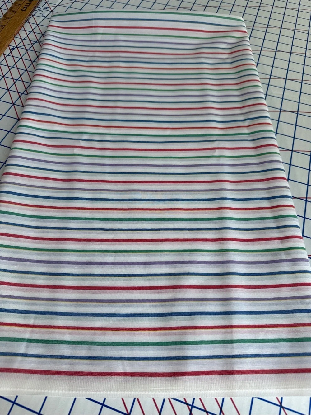 Vintage 1970s Multicolor Stripe Fabric 2 3/4 Yards x 44” Shirting Dress